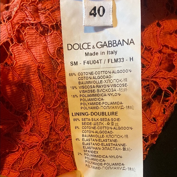 Dolce & Gabbana Elegant Orange Lace Skirt. Made in Italy. - Picture 9 of 9